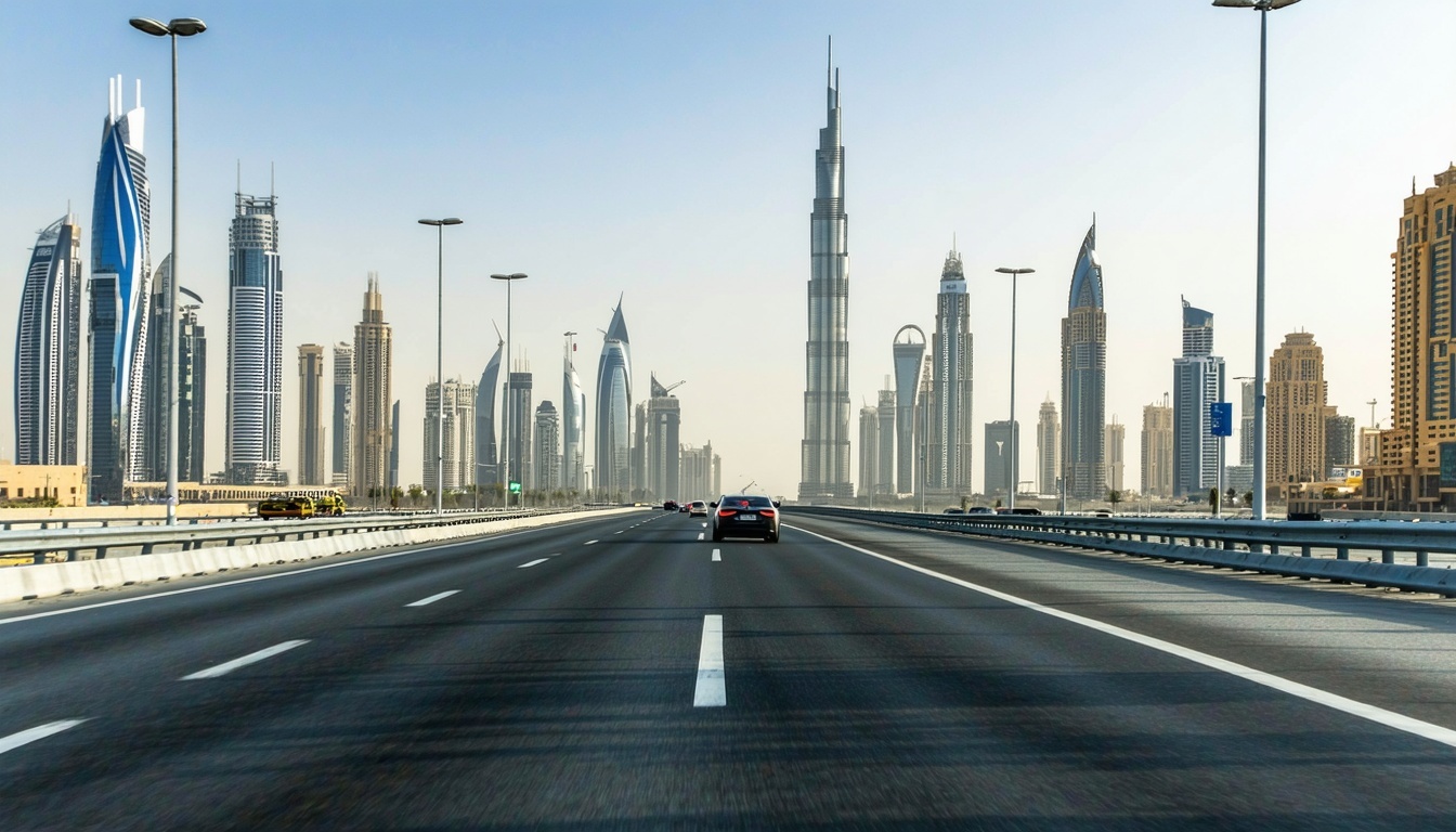 Smooth highway drive through Dubai