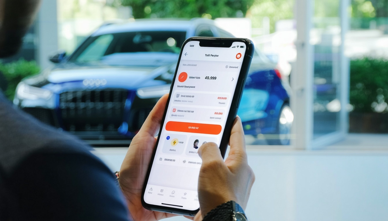 Digital toll payment interface on smartphone